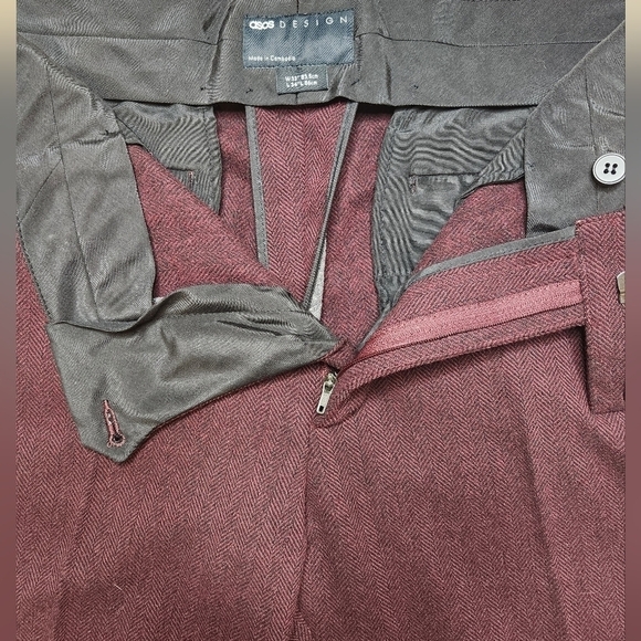 ASOS Design Burgundy Pants Size 33/34 - Picture 2 of 5